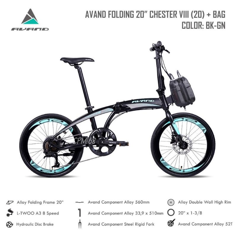  Sepeda Lipat Avand Chester  8 Speed 20 Inch Rem Hidrolik 