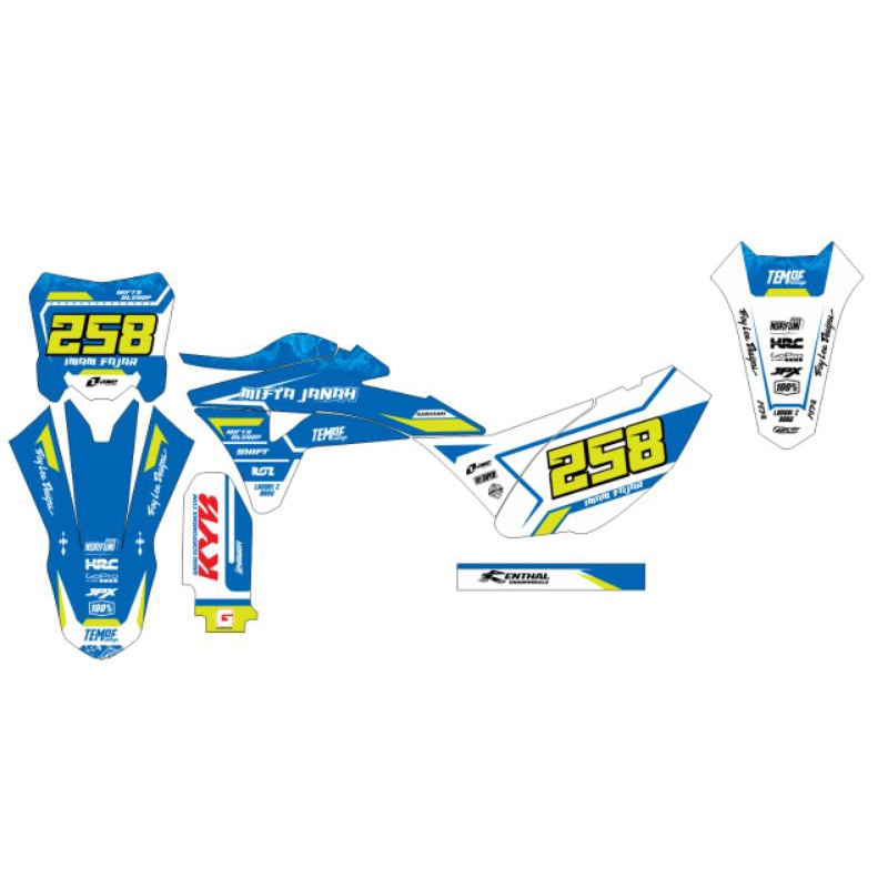 Decal stiker KLX Gordon full bodi desain bebas suka suka bisa rubah nama atau nomer