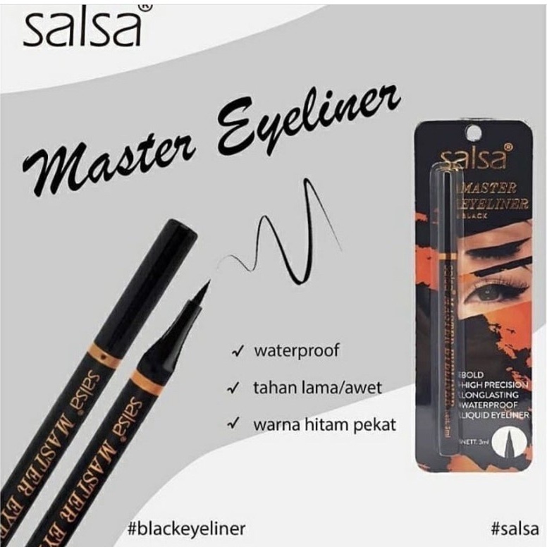 ❤ RATU ❤ Salsa Master Eyeliner Black Liquid | Eyes Liner Pen Bold Waterproff Long Lasting (✔️BPOM)