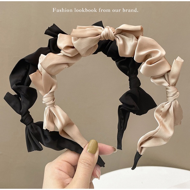 Bando Korea Perempuan Dewasa Motif Scrunchie 3 Pita Aksesoris Rambut Wanita fashion import AK184