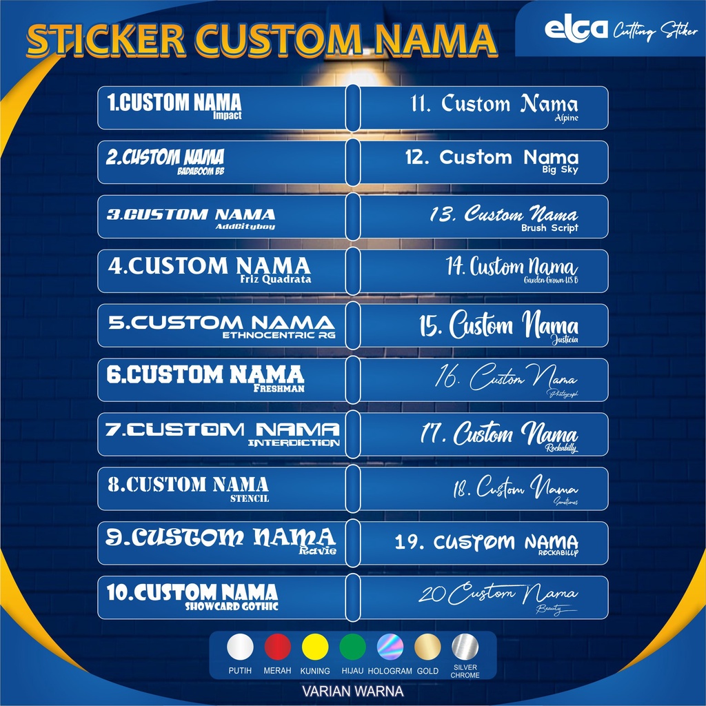 

Sticker Cutting Nama Tulisan Bebas Suka Suka Custom Desain Logo