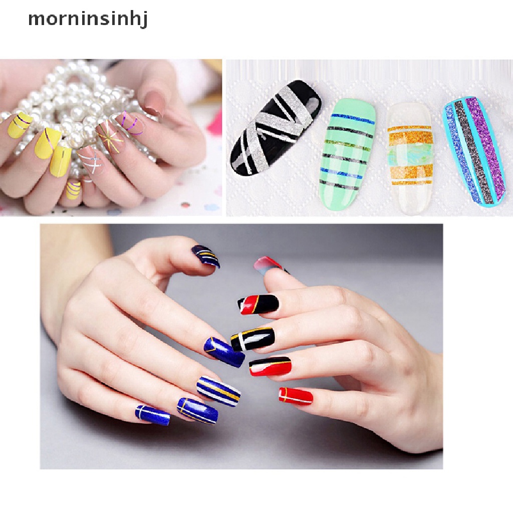 Mornin 14 Rol / Set Stiker Tape Garis 1 / 2 / 3mm Untuk Dekorasi Nail Art Diy