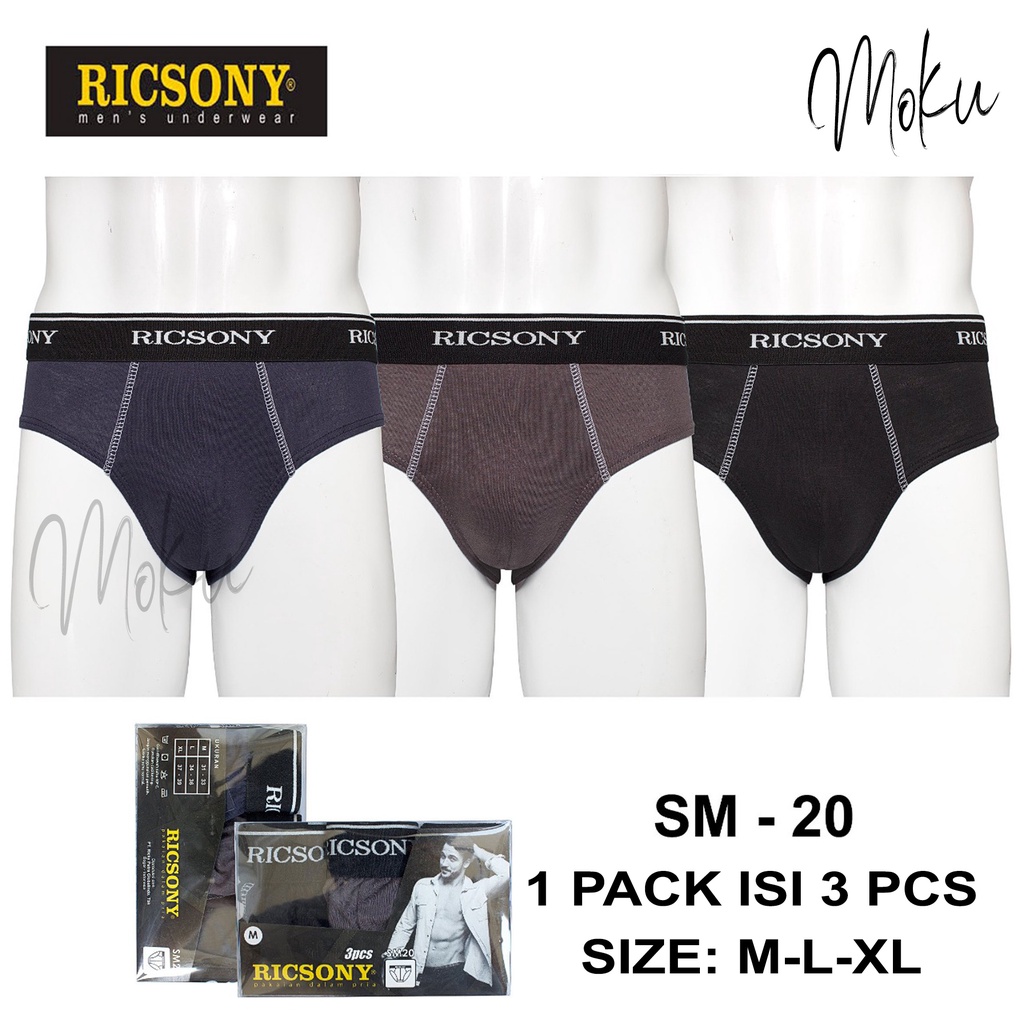 RICSONY SM-20 3PCS - 1 Pack Celana Dalam Pria Ricsony SM-20 Isi 3pcs - Men Briefs Ricsony SM 20