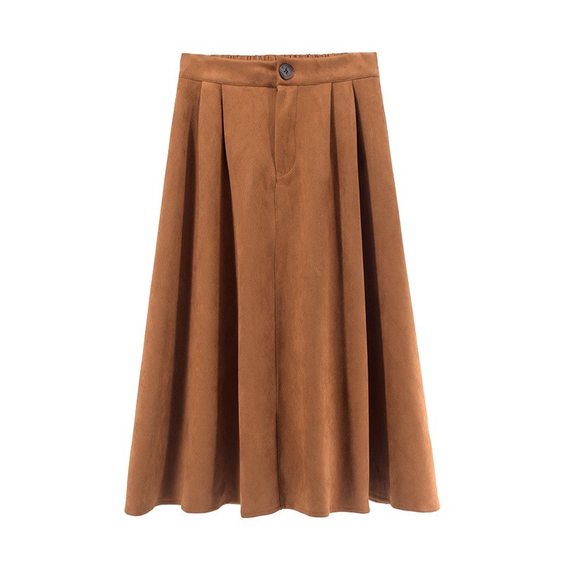 [ Retro Series ] Rok Suede Midi 7/8 Import Premium ( Midi Suede Skirt 7/8 Import Premium )