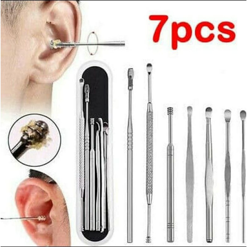 Paket pembersih korek kuping telinga earpack 7in1 set box