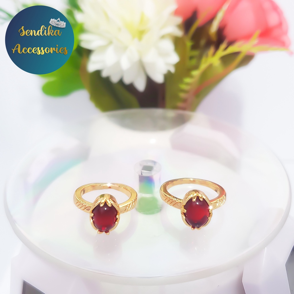 Cincin Merah Delima Anak Pria Dan Wanita Emas 1 pcs 24K