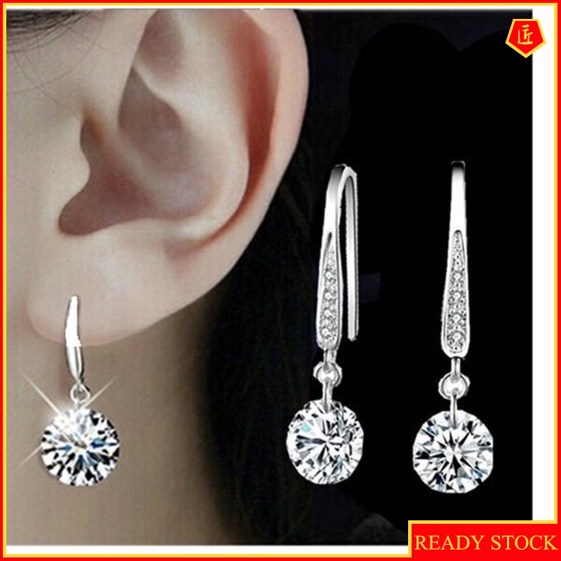 [Ready Stock]Korean Popular Trendy Crystal Silver Earrings