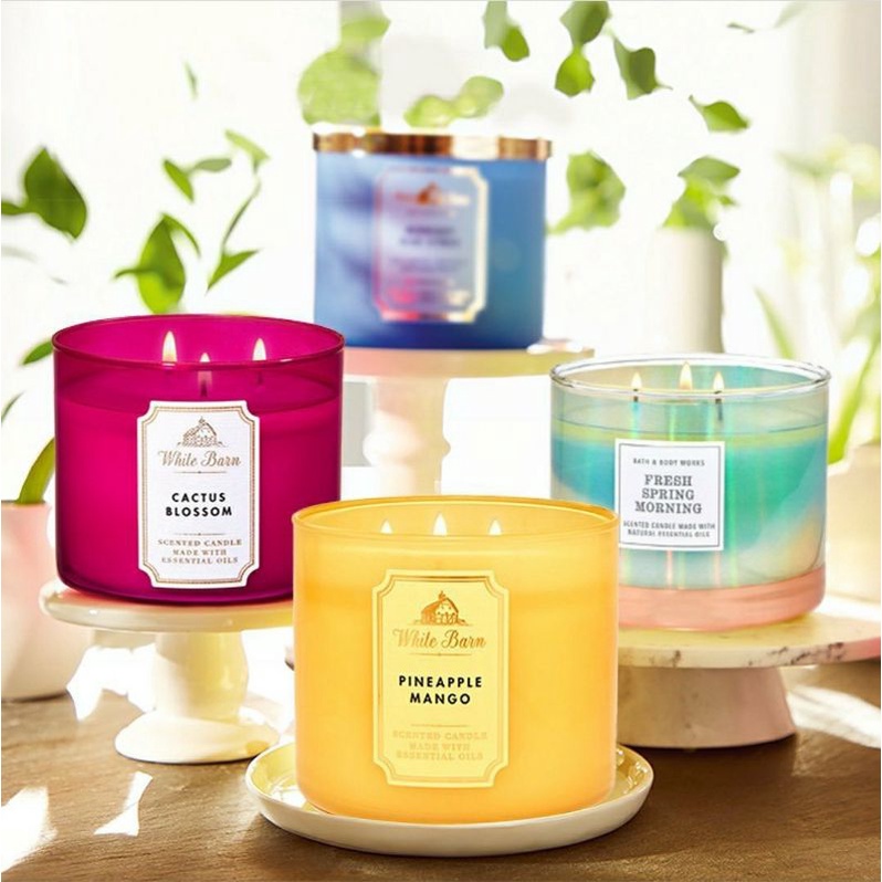 Bath &amp; Body Works BBW 3-WICK SCENTED CANDLE 411 G MIX 1/3 ROSE VANILLA WINTER CANDY APPLE ROSE WATER &amp; IVY PARIS CAFE SALTED CARAMEL EGGNOG  MAHOGANY TEAKWOOD HIGH INTENSITY MIDNIGHT BLUE CITRUS WHITE TEA &amp; SAGE EUCALYPTUS SPEARMINT PUMPKIN PECAN WAFFLE