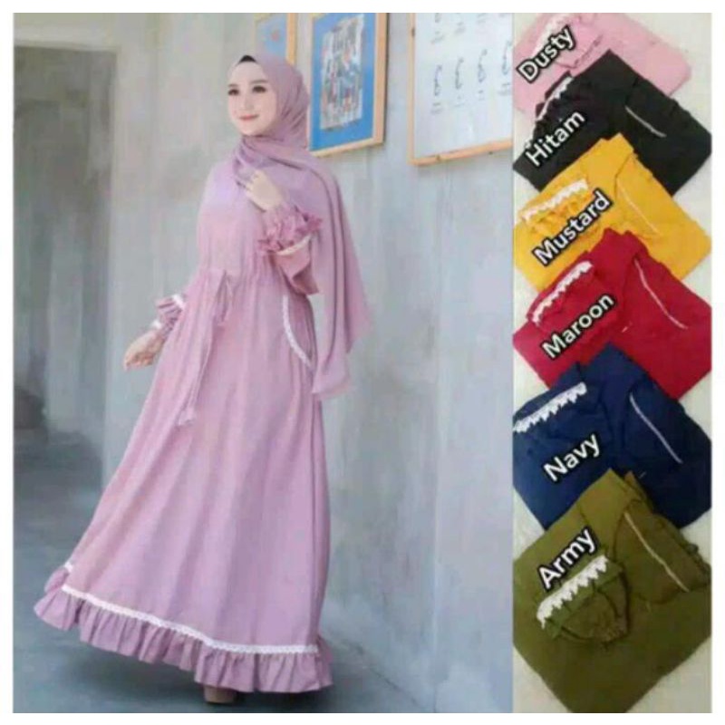 gamis renda Nirmala/Nirmala Dress mouscrepe