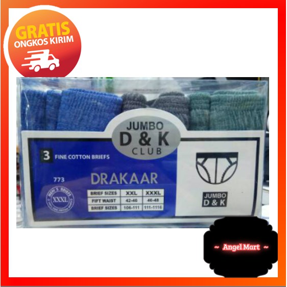 CELANA DALAM DRAKAAR JUMBO / CD JUMBO DRAKAAR / CELANA DALAM PRIA DRAKAAR JUMBO XXL-3XL ISI 3