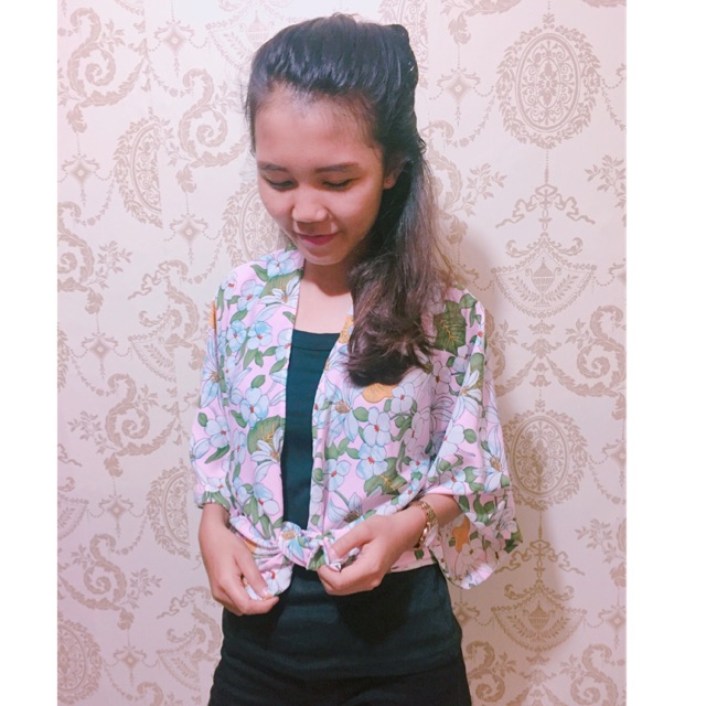 Outer Kimono Motif Bougenviell Pink