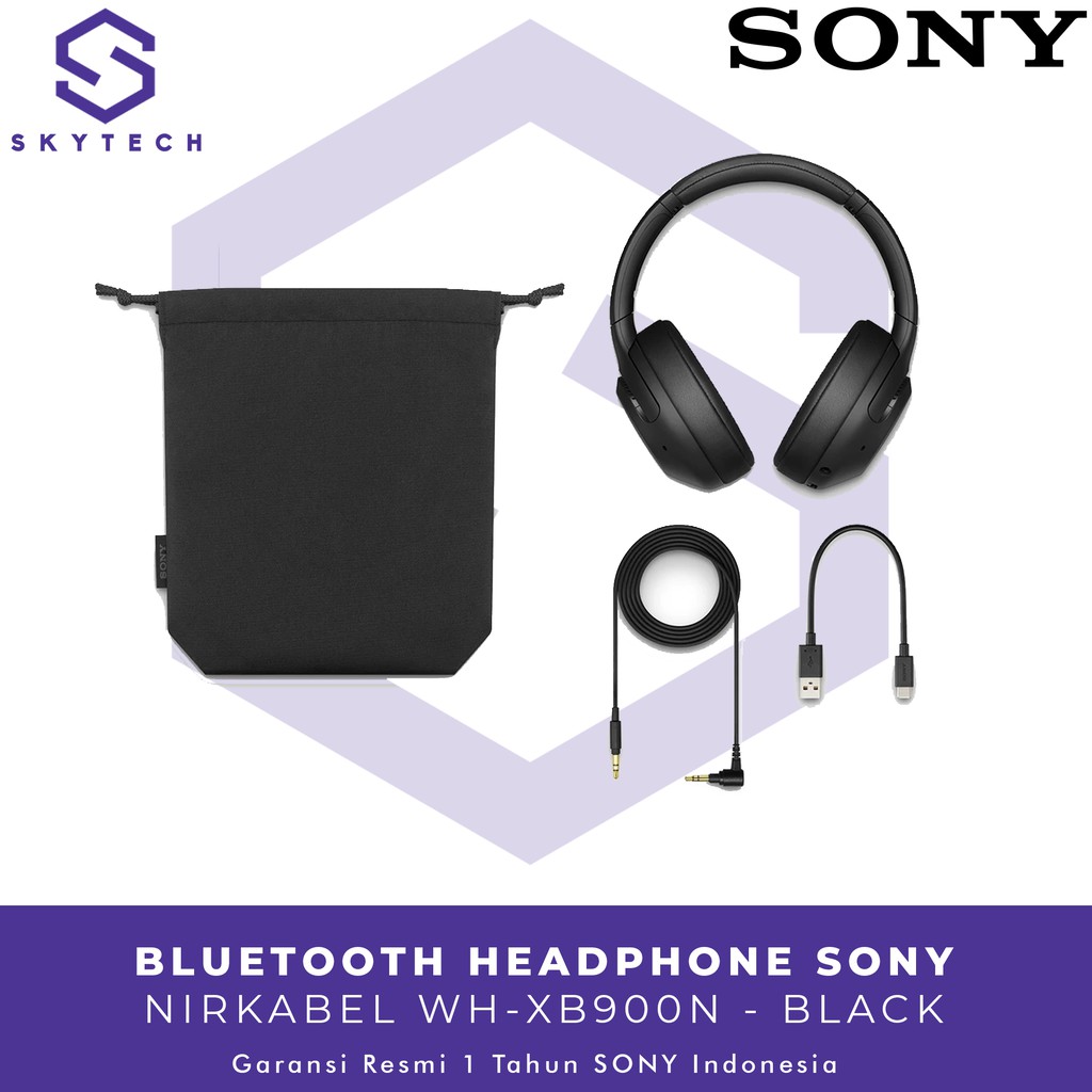 HEADSET BLUETOOTH SONY WH XB900N BLACK ORIGINAL GARANSI RESMI