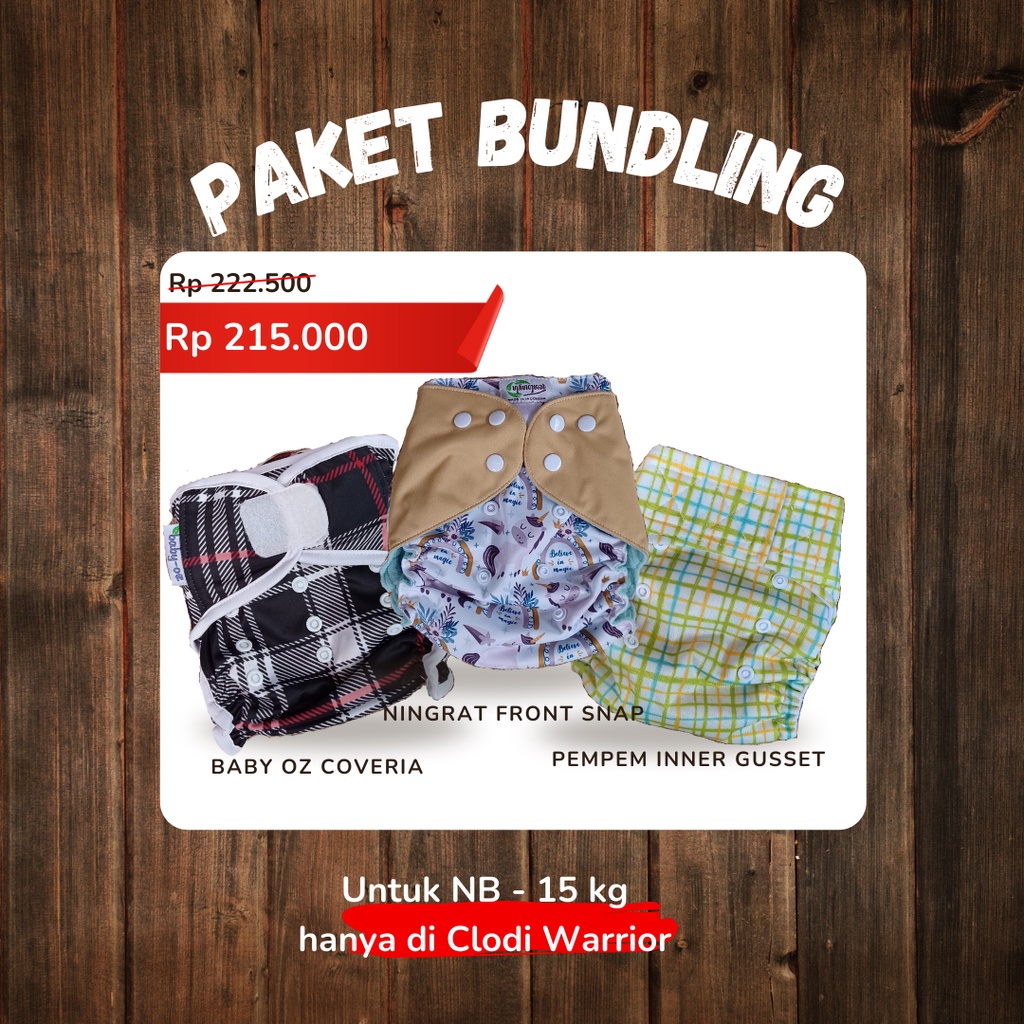 Paket Bundling Clodi (Newborn - 2 tahun) Popok kain bayi pempers cuci ulang clody cloth diaper