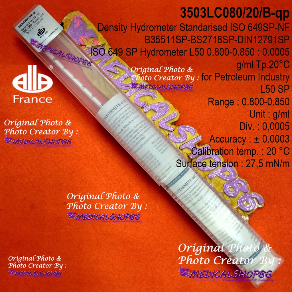 ASTM Hydrometer 0.800-0.850 ALLA FRANCE cat 3503LC080/20/B-qp