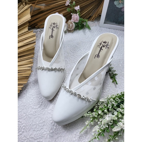 sepatu wedding pesta Alexna putih 9cm tahu
