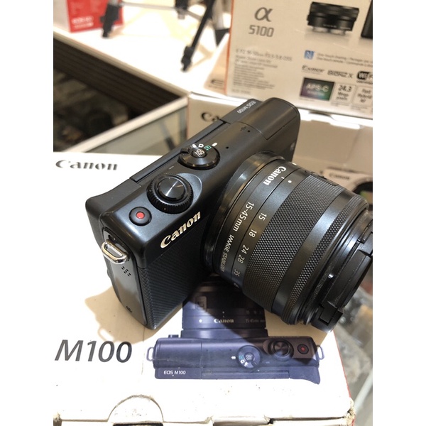 canon mirorles  m100 lensa kit 15-45 STam mulus lengkap box