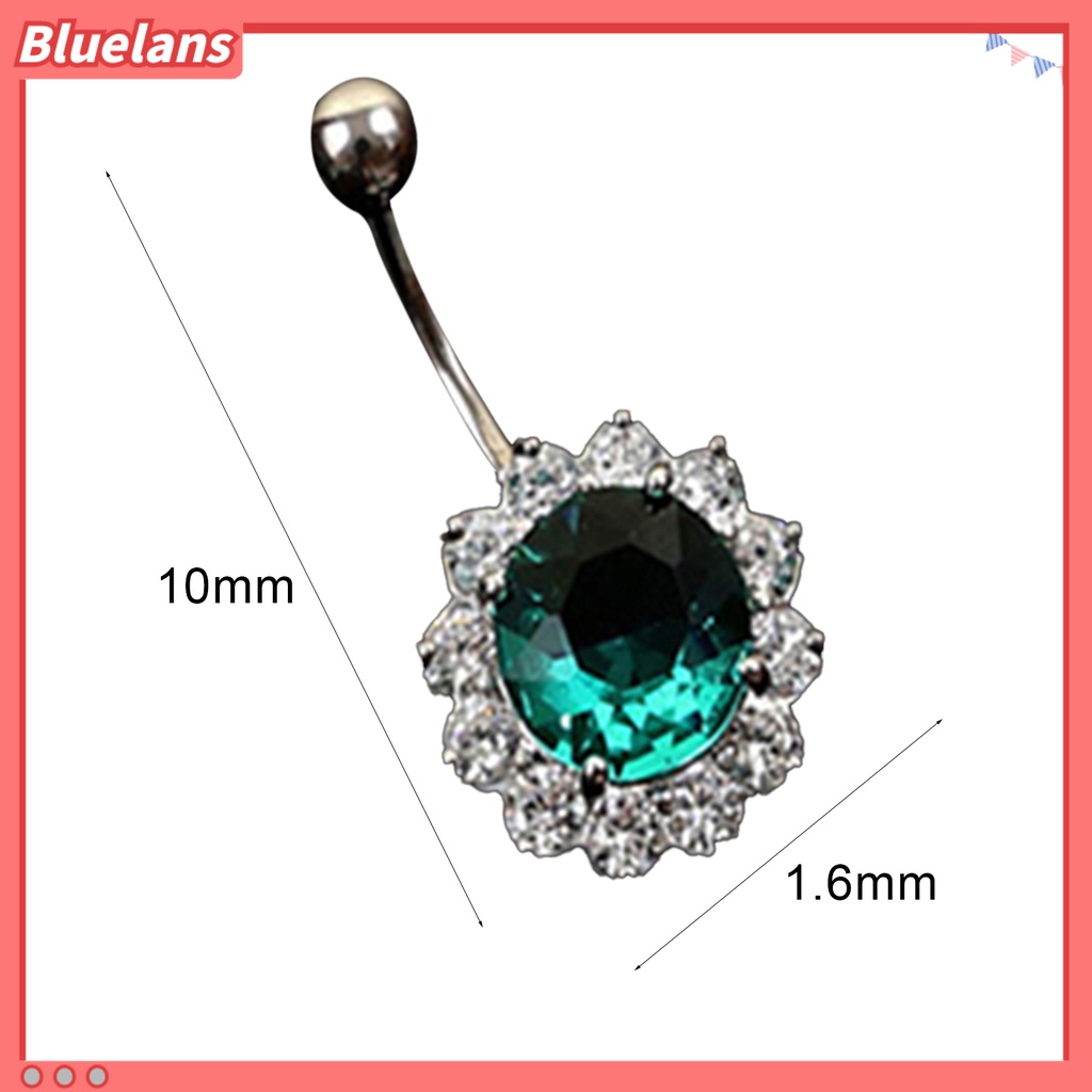 Bluelans Body Piercing Ring Fashion Rhinestone Ball Button Jewelry Barbell Bar Belly Navel Ring for Women