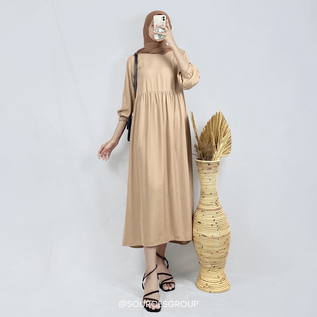 IL - SANSO MIDI POLOS | LUCIU MIDI DRESS WANITA MUSLIM LENGAN BALON