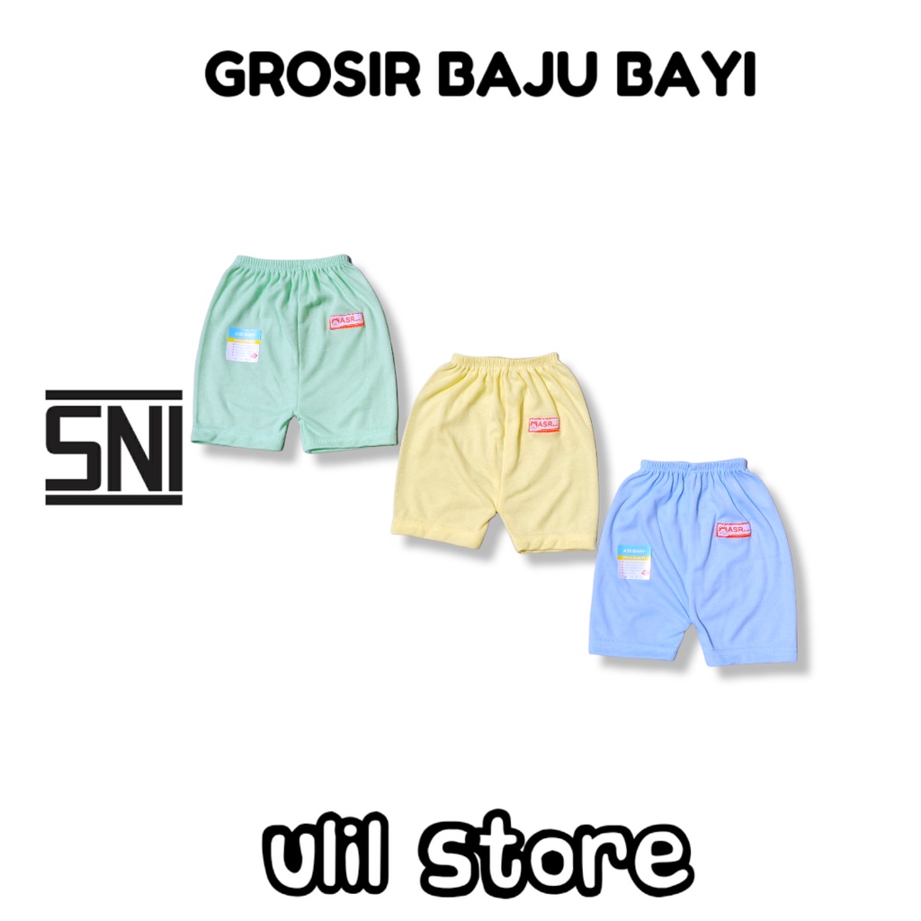 6PC (3 Stel) Grosir Baju Bayi SNI Pendek Newborn ASR Baby Polos Usia 0-4 Bulan-1