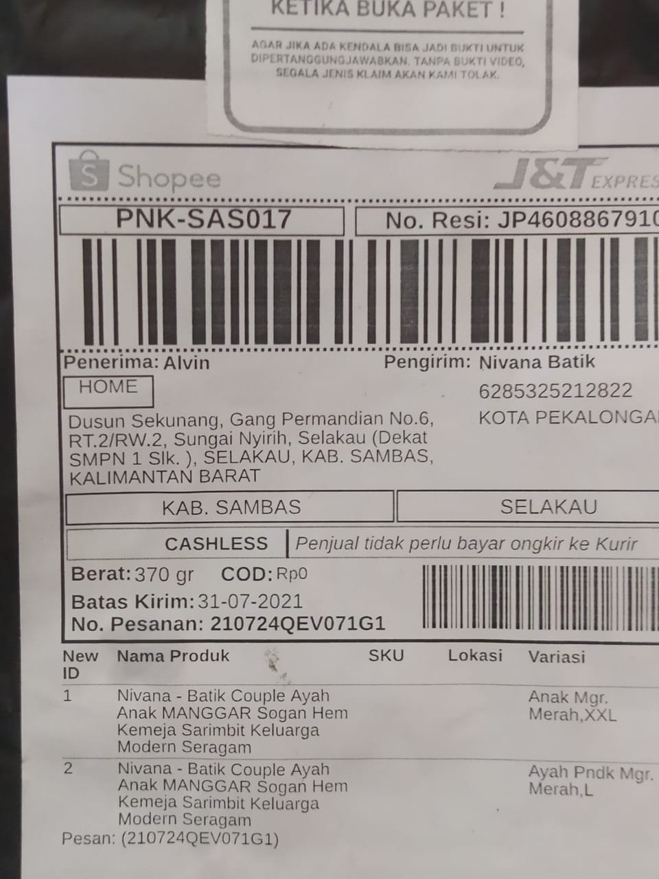 Nivana - Batik Couple Ayah Anak Manggar Sogan Hem Kemeja Sarimbit Keluarga Modern Seragam