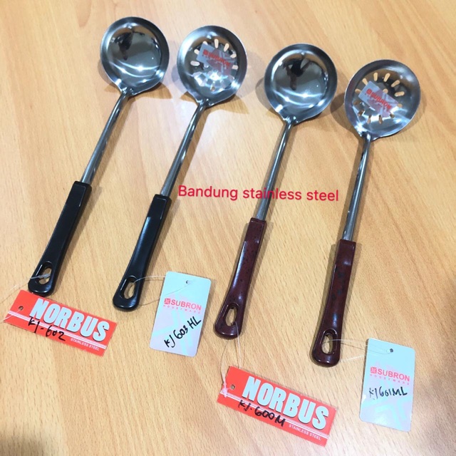 centong sendok sup sayur ladle lubang stainless gagang plastik 600/601