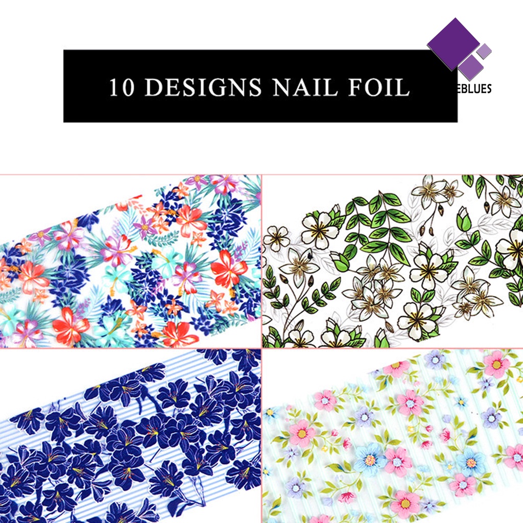 Naiveblue &gt; 10Pcs / Set Stiker Decal Transfer Motif Bunga / Hewan / Geometri / Geometri / Geometri / Geometri / Geometri / Hewan Untuk Dekorasi Nail Art