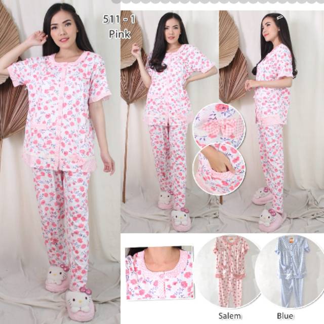 Piyama baju tidur wanita import fashion lengan pendek