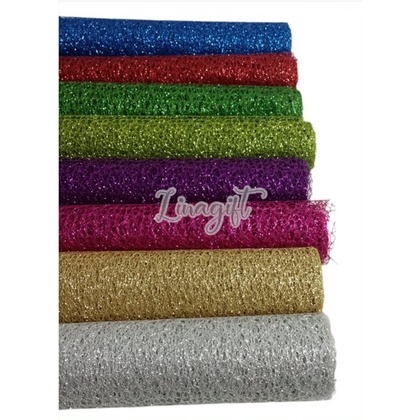 ( Yard - 50x80 ) POLINET GAUZE KOREAN MESH GLITTER - FLOWER WRAPPING KERTAS BUNGA / POLYNET FANCY/JARING GLITER