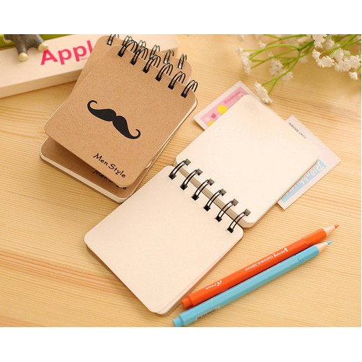 

Note Book Mini Spiral Mustache Karton Coklat