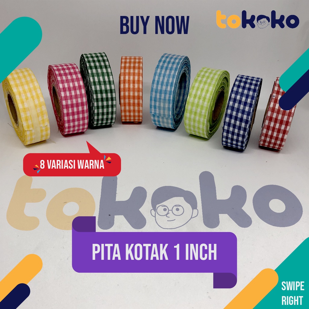 

Pita Kotak 1 inch Import Taiwan Panjang 20 Yard Aneka Warna