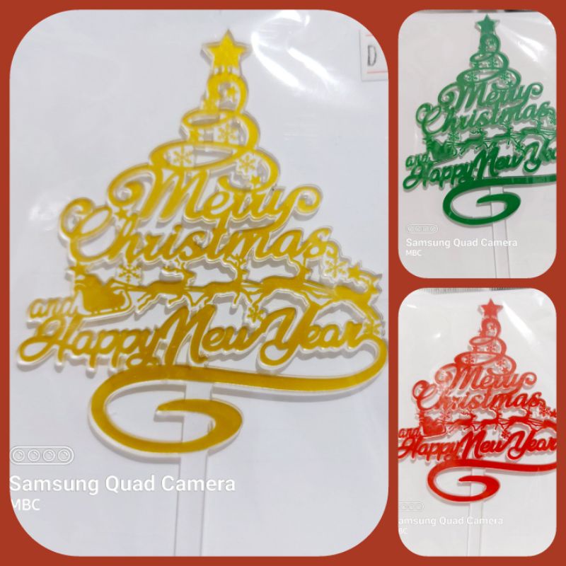 

ACRYLIC CAKE TOPPER MERRY CHRISTMAS - HIASAN KUE NATAL