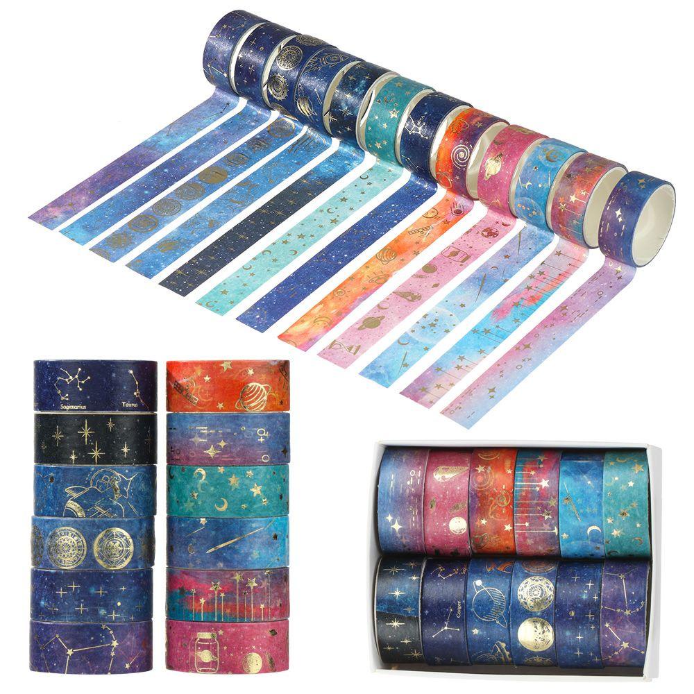 Nanas 12Rolls /Set Washi Tape DIY Diary Perekat Foil Emas Stiker Hias