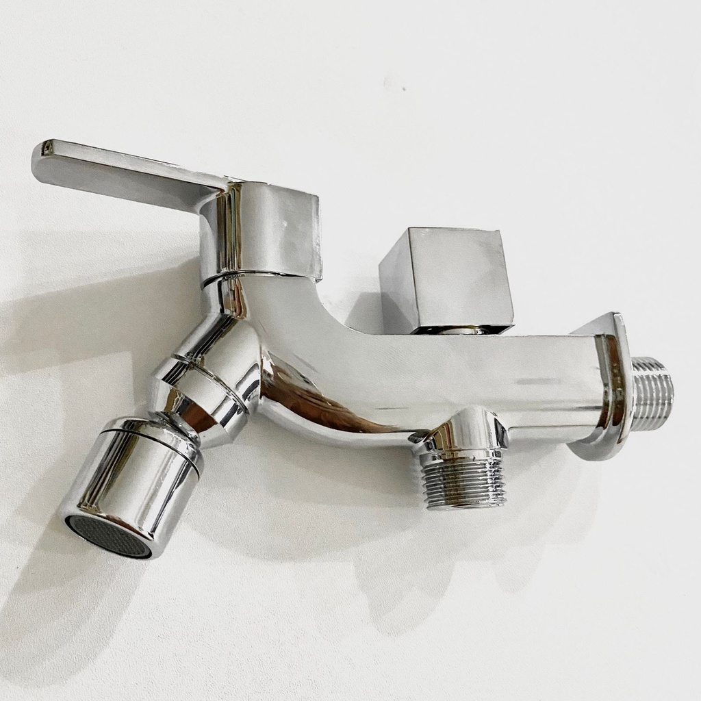 Kran Cabang Putar Kombinasi AF907-Keran air Shower Cabang  2 Double Faucet Bathroom Kotak Unik Minimalis