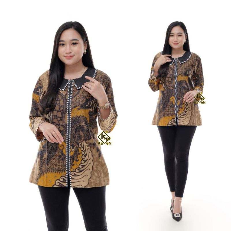 Batik Couple Modern Baju Batik Wanita Lengan Panjang Atasan Batik Kerja Wanita Blouse Batik Tunik Batik Kantor Seragam Batik M L XL XXL