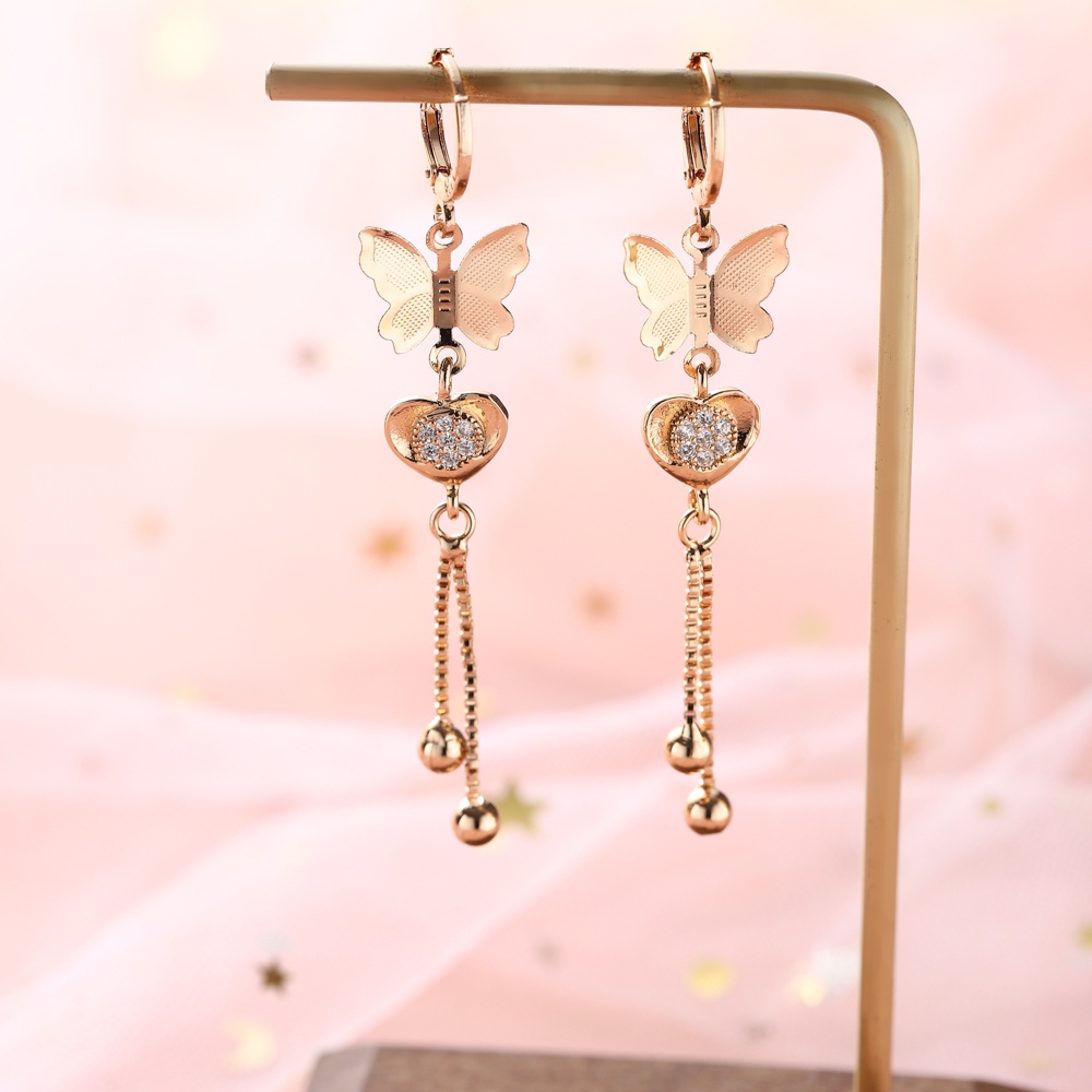 ✅✨COD Anting Wanita Titanium Anti Karat Korea Earrings Panjang Cantik Rose Gold Aksesoris Aniting Pesta D162