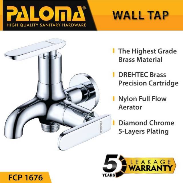 PALOMA FCP 1676 Keran Cabang Shower Bak Mandi Double Tembok Kran Air