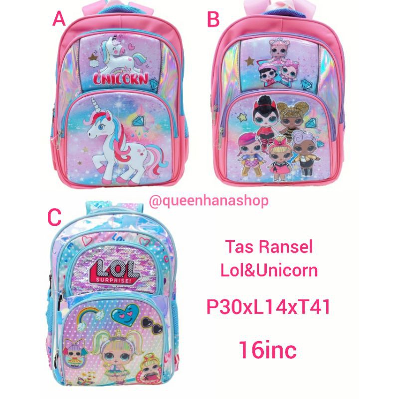 TAS RANSEL ANAK SEKOLAH .UNICORN,LOL