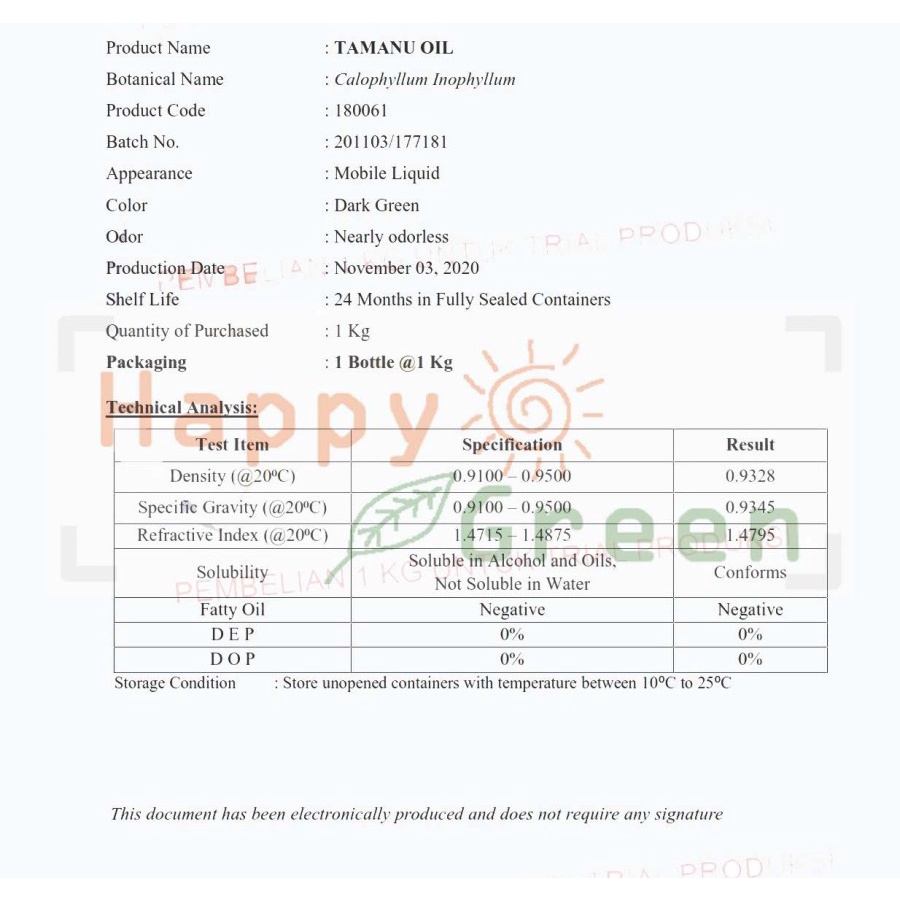 Happy Green Tamanu Oil (80 ml)