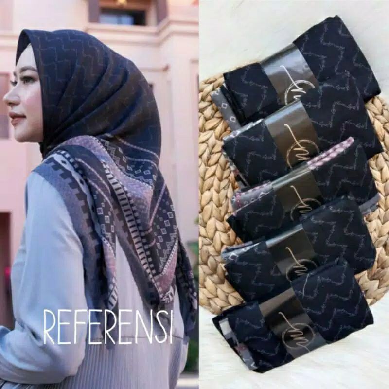 deenay kw,  hijab voal motif segiempat, tepi laser cut