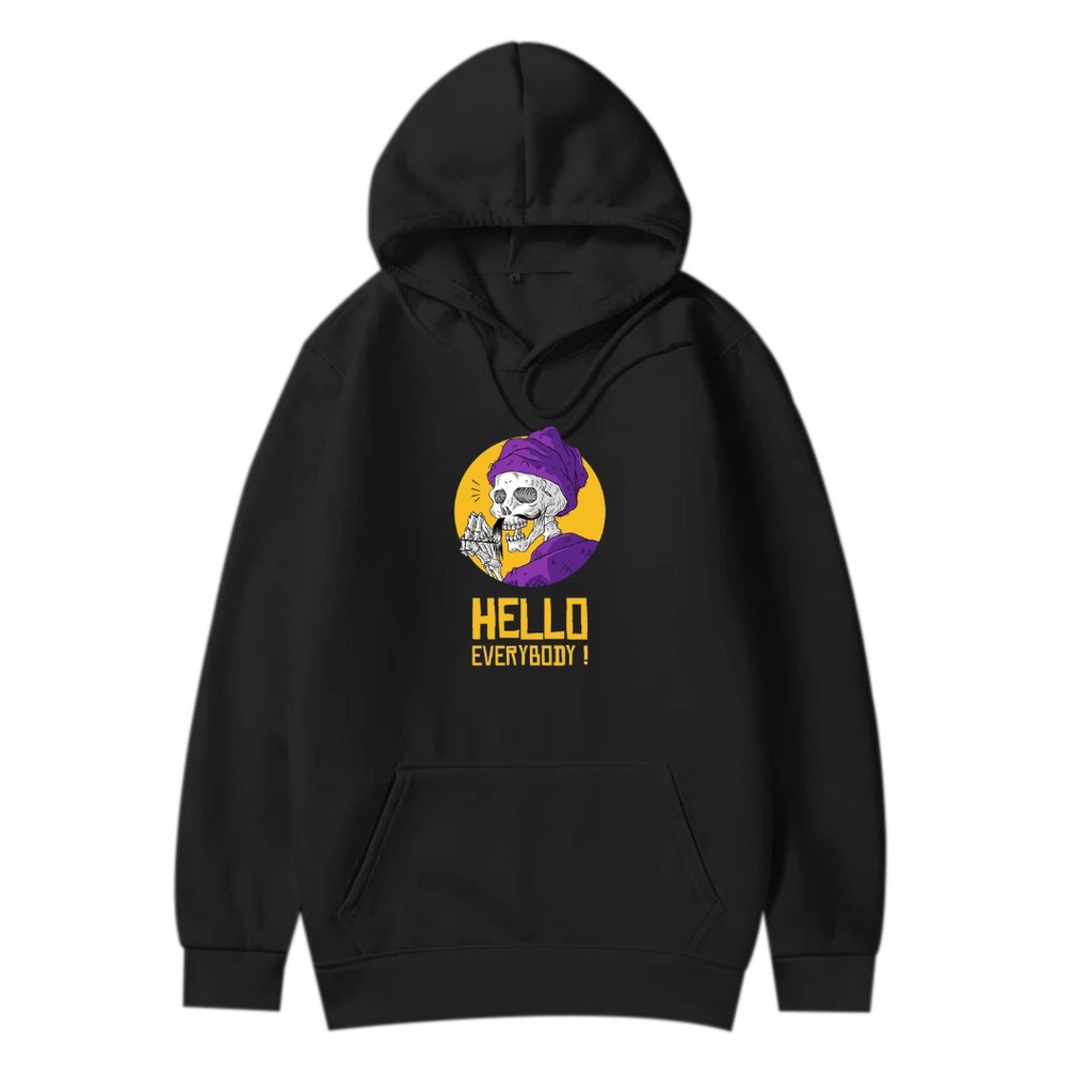 HELLO EVERYBODY HOODIE JUMPER PRIA WANITA Size M-XXL