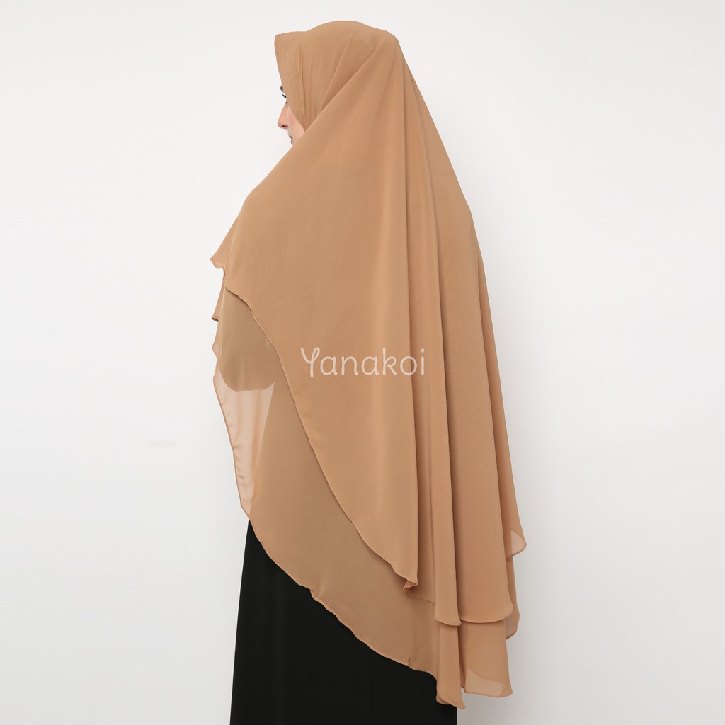 Jilbab Kerudung Khimar Sasmirra by Yanakoi Hijab Warna Mocca