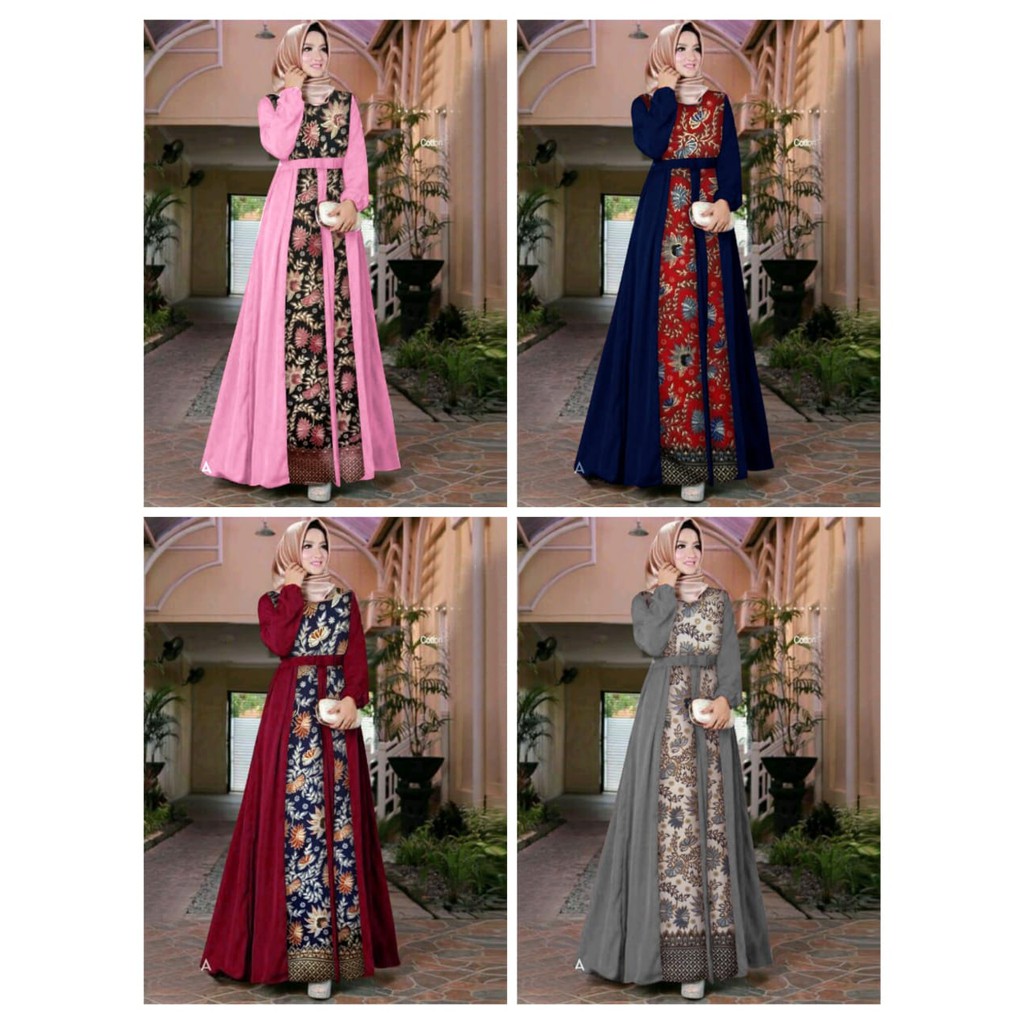 GAMIS SAFITRI KOMBINASI KATUN | pinggang karet | seleting belakang | PITA TEMPEL