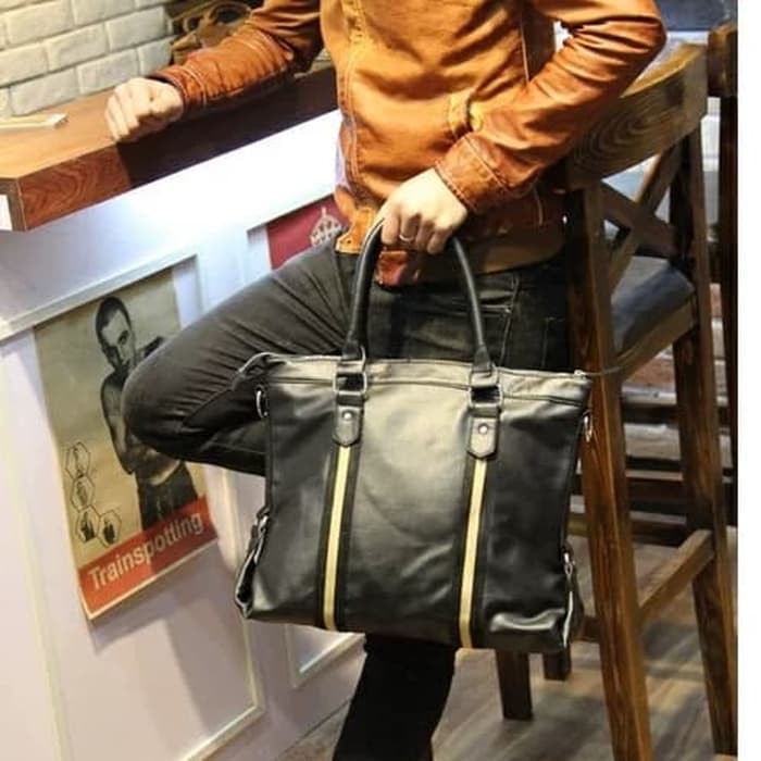 Tas Kerja Kantor Pria /Wanita Kulit (MUAT MAP) - KISINJER - Hitam