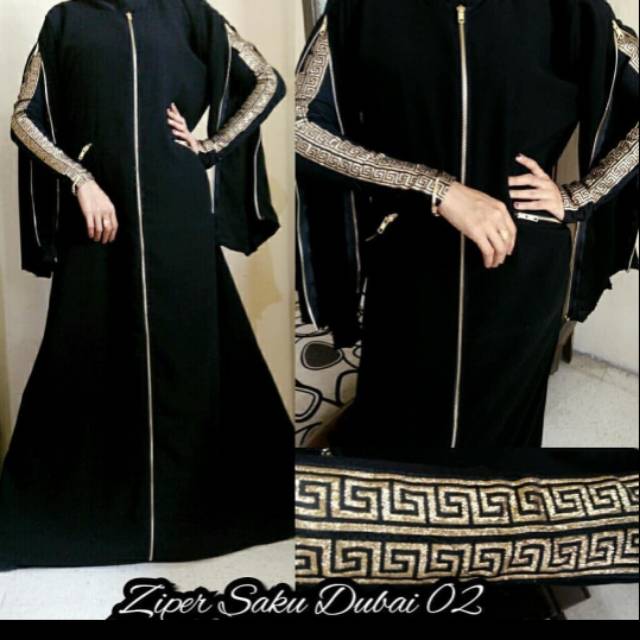 New Abaya Gamis Maxi Dress Arab Saudi ziper dubay, Turkey India Wanita Hitam
