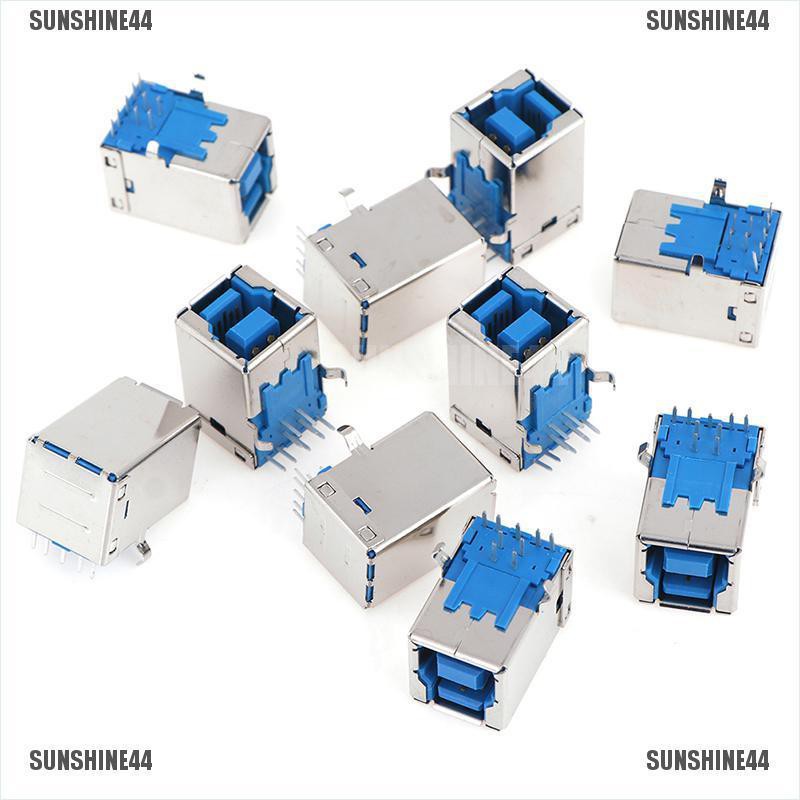 (SUNSHINE44) 10pcs Konektor Plug jack USB 3.0 Tipe B Female Sudut Kanan AF