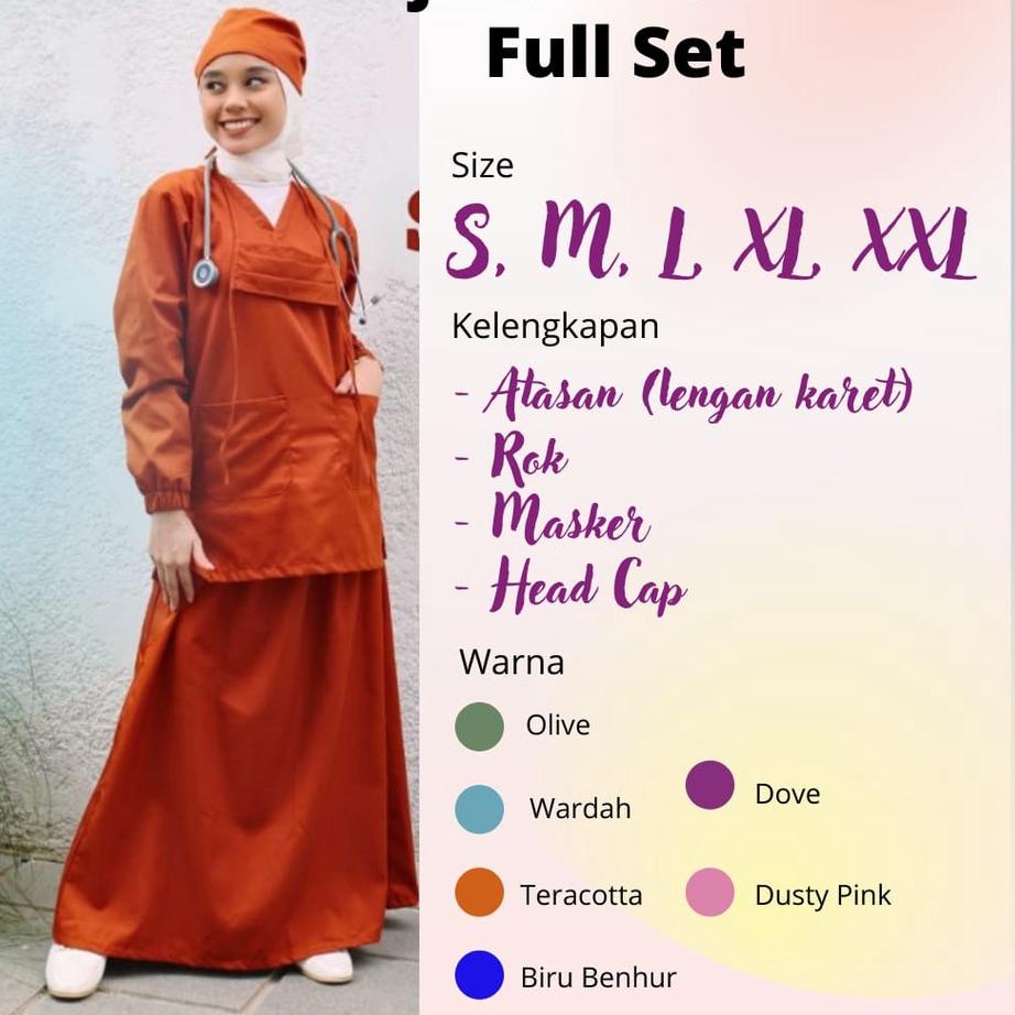Top Produk.. Baju OK OKA ROK Full Set | Baju Jaga Perawat Dokter Petugas Medis Nakes Lengan PANJANG 