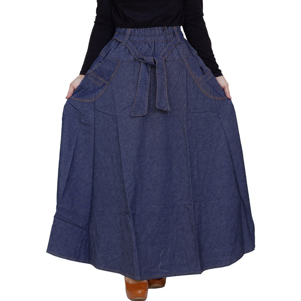 Rok Panjang Wanita - Rok Jeans Umbrella - Rok Jeans Jumbo - Rok Jeans Panjang