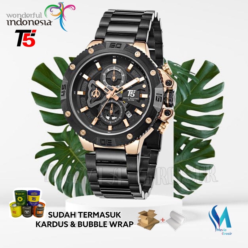 JAM TANGAN PRIA T5 H 3705 H3705G 3705 H3705 T5 ORIGINAL 100% CHRONOGRAPH TAHAN AIR BERGARANSI FREE T