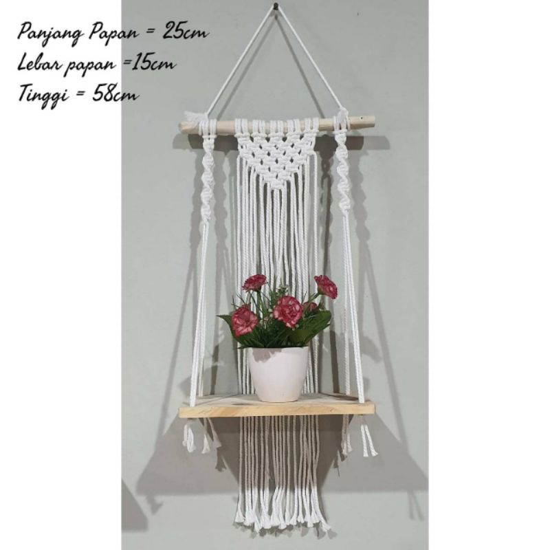 macrame ambalan kayu rak dinding home decor dekorasi hiasan dinding wall decor