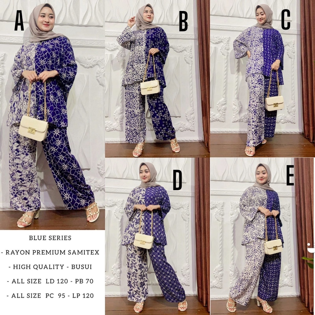 One set blue series rayon